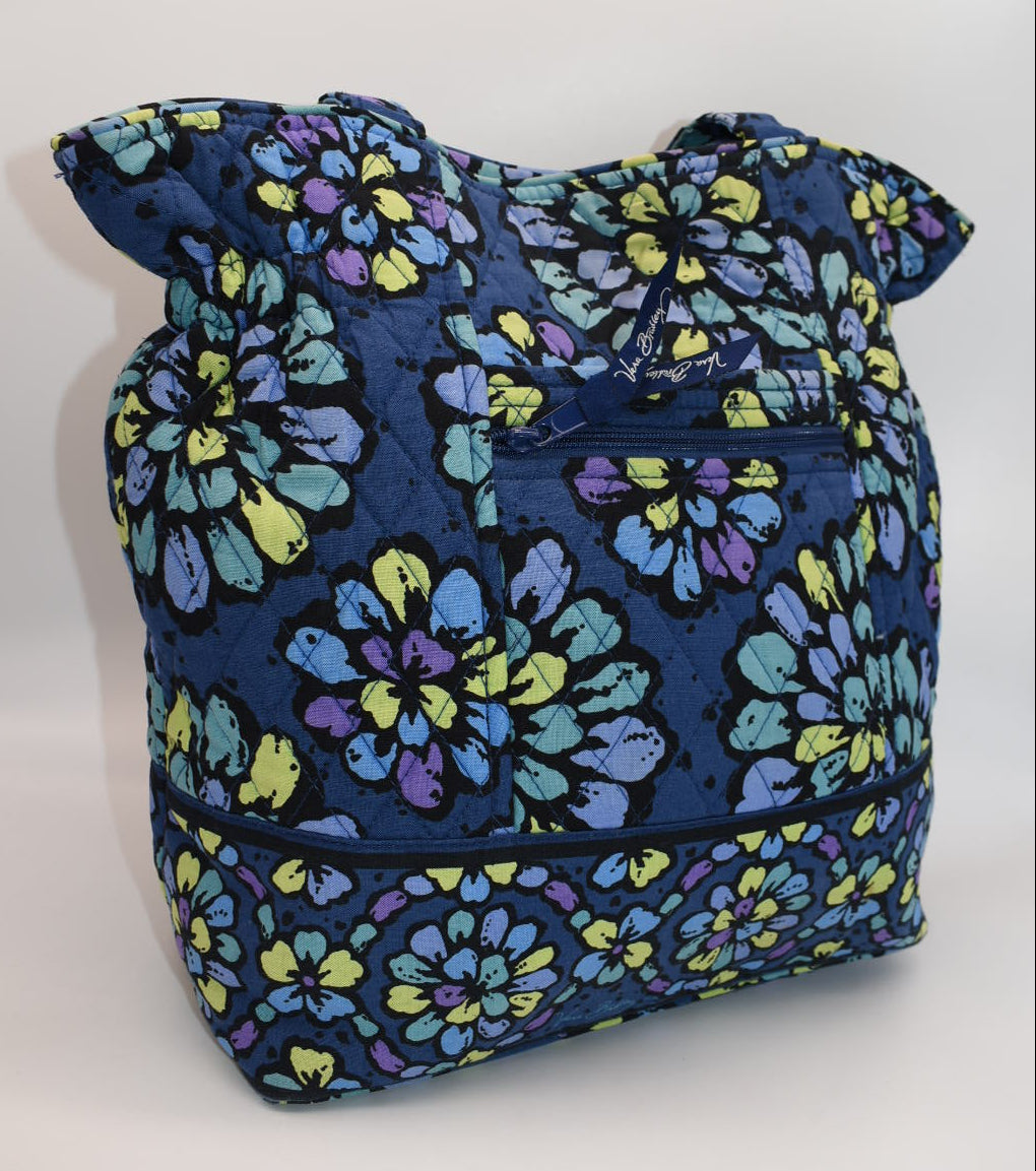 Vera Bradley Laura Large Shoulder Tote Bag in "Indigo Pop" Pattern