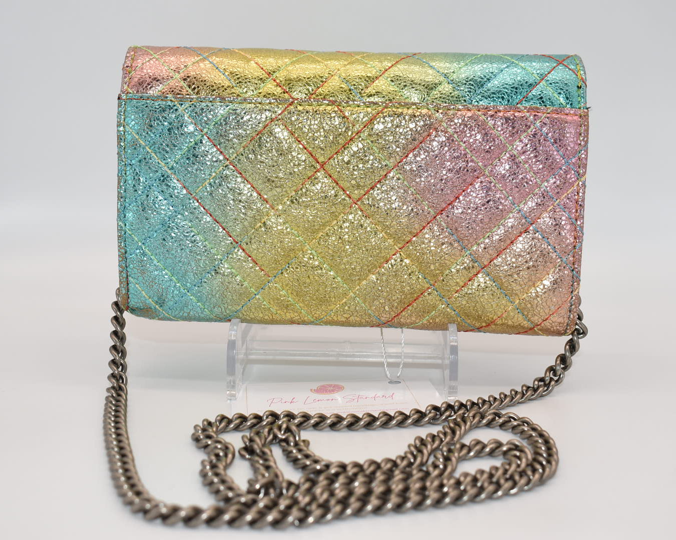 Kurt Geiger Brixton Metallic Rainbow Wallet on a Chain