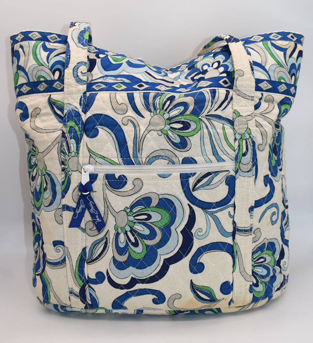 Vera Bradley Large Vera Tote Bag in "Mediterranean White" Pattern