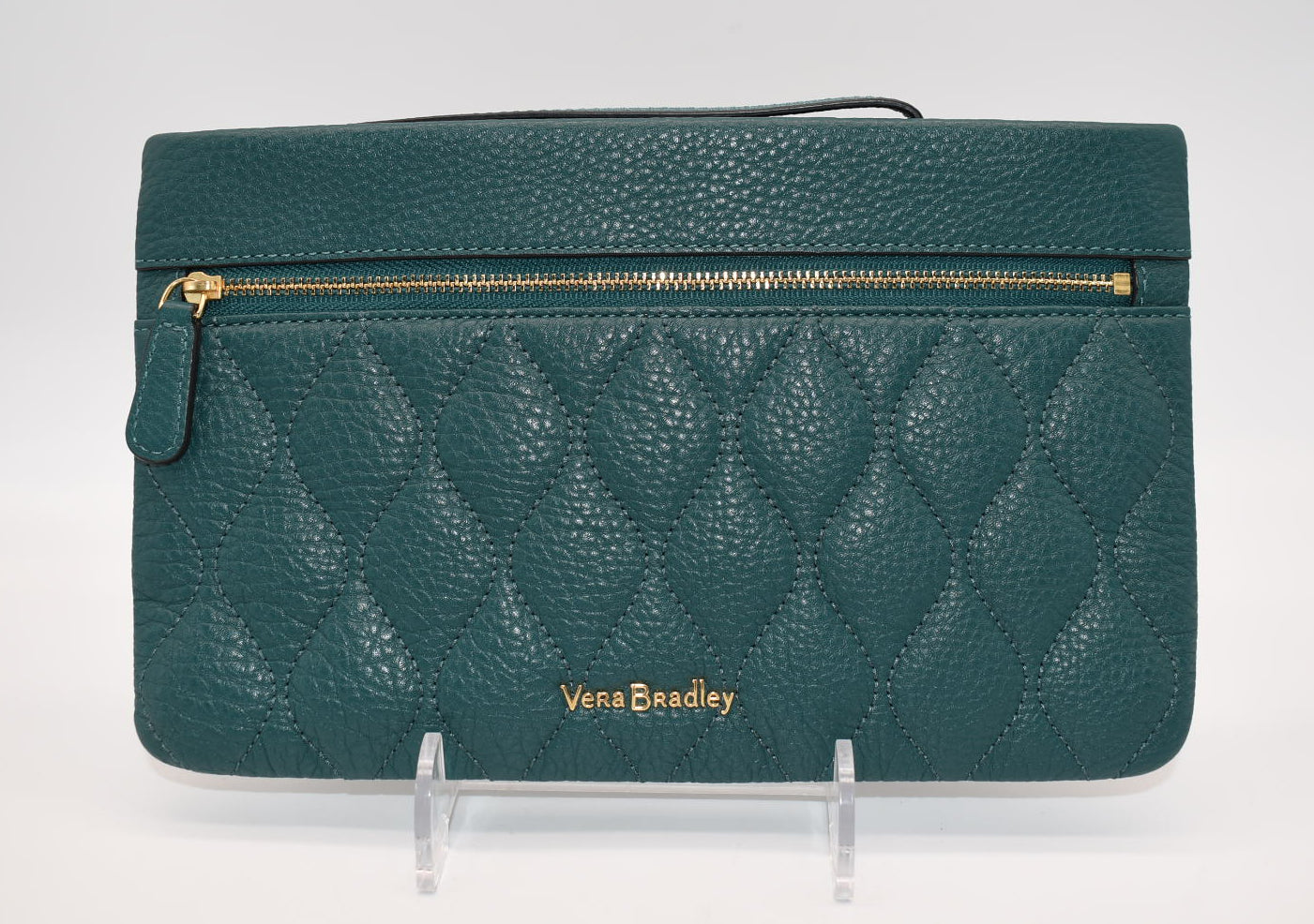 Vera Bradley Quilted Leather Mia Wristlet in Forest Green