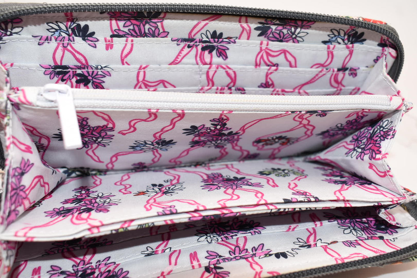 Vera Bradley RFID Accordion Wallet /Wristlet in "Hope Blooms" Pattern