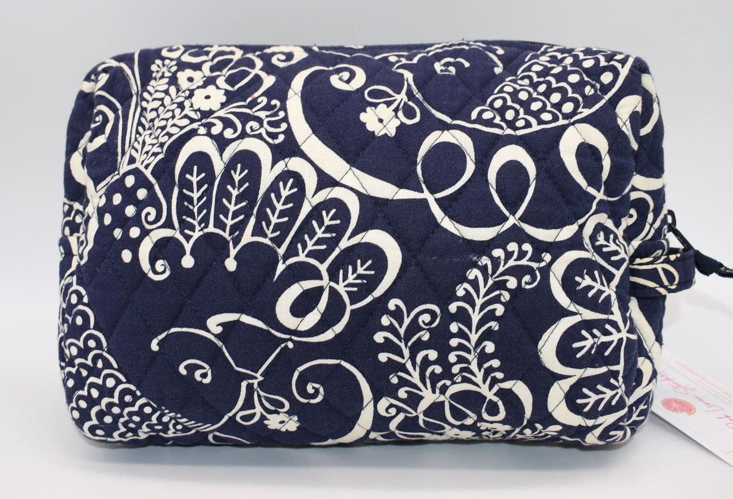 Vera Bradley Large Cosmetic Travel Bag in "Twirly Birds - Navy" Pattern