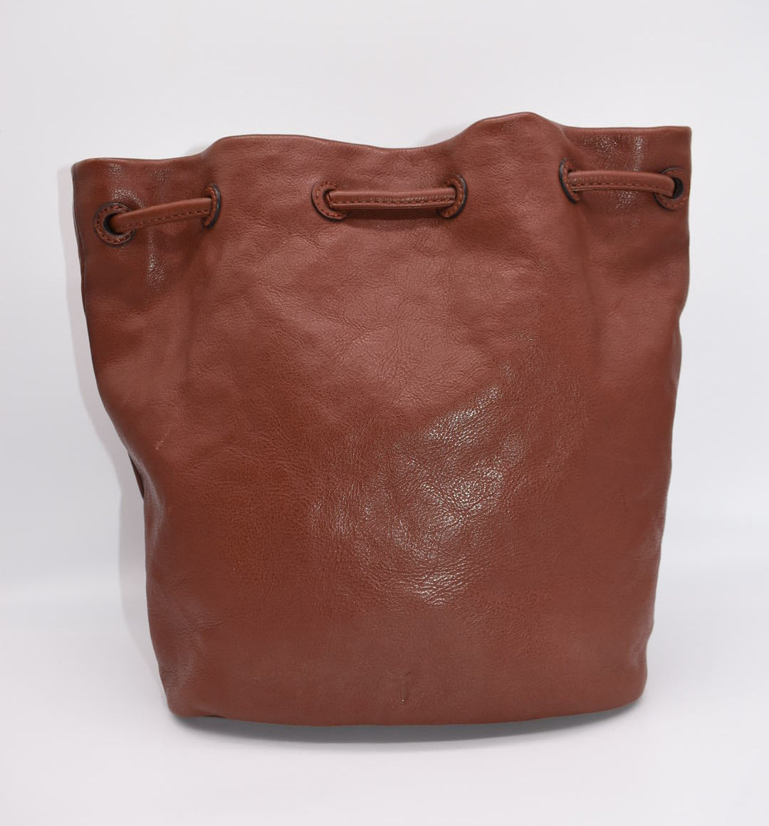 Frye Olivia Leather Bucket Bag in Cognac Brown
