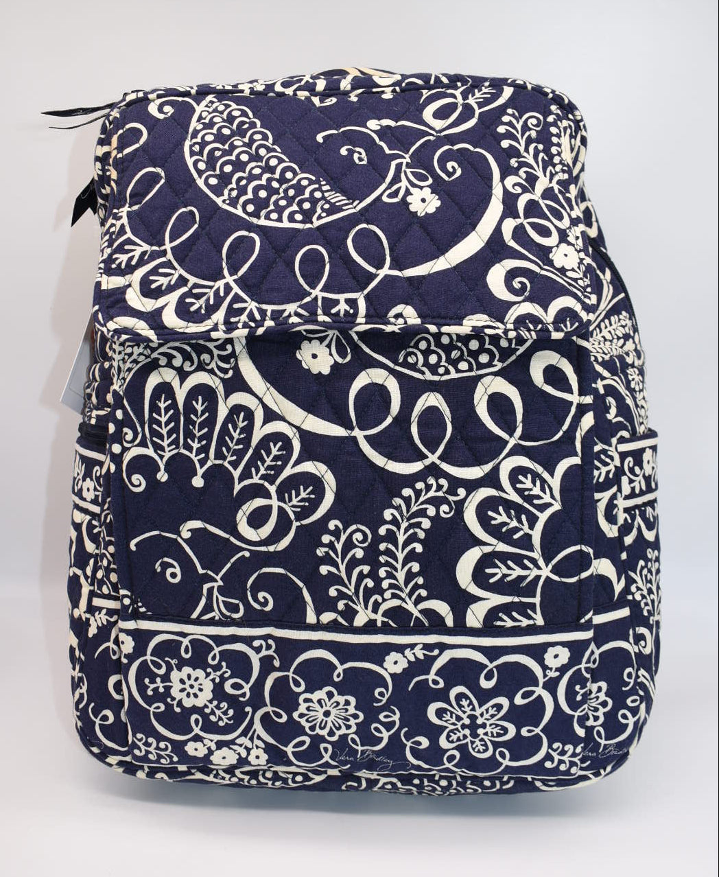 Vera Bradley Large Ultimate Backpack in "Twirly Birds- Navy" Pattern