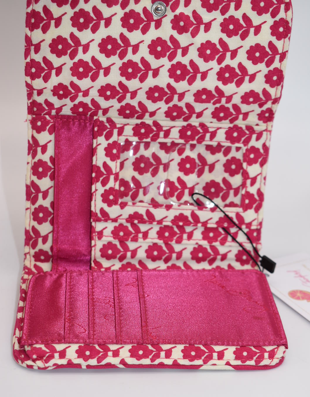 Vera Bradley Trifold Euro Wallet in "Twirly Birds Pink" Pattern