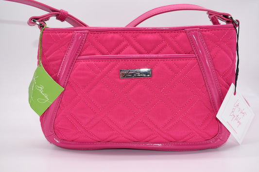 Vera Bradley Microfiber Trimmed Trapeze Crossbody Bag in "Fuchsia"