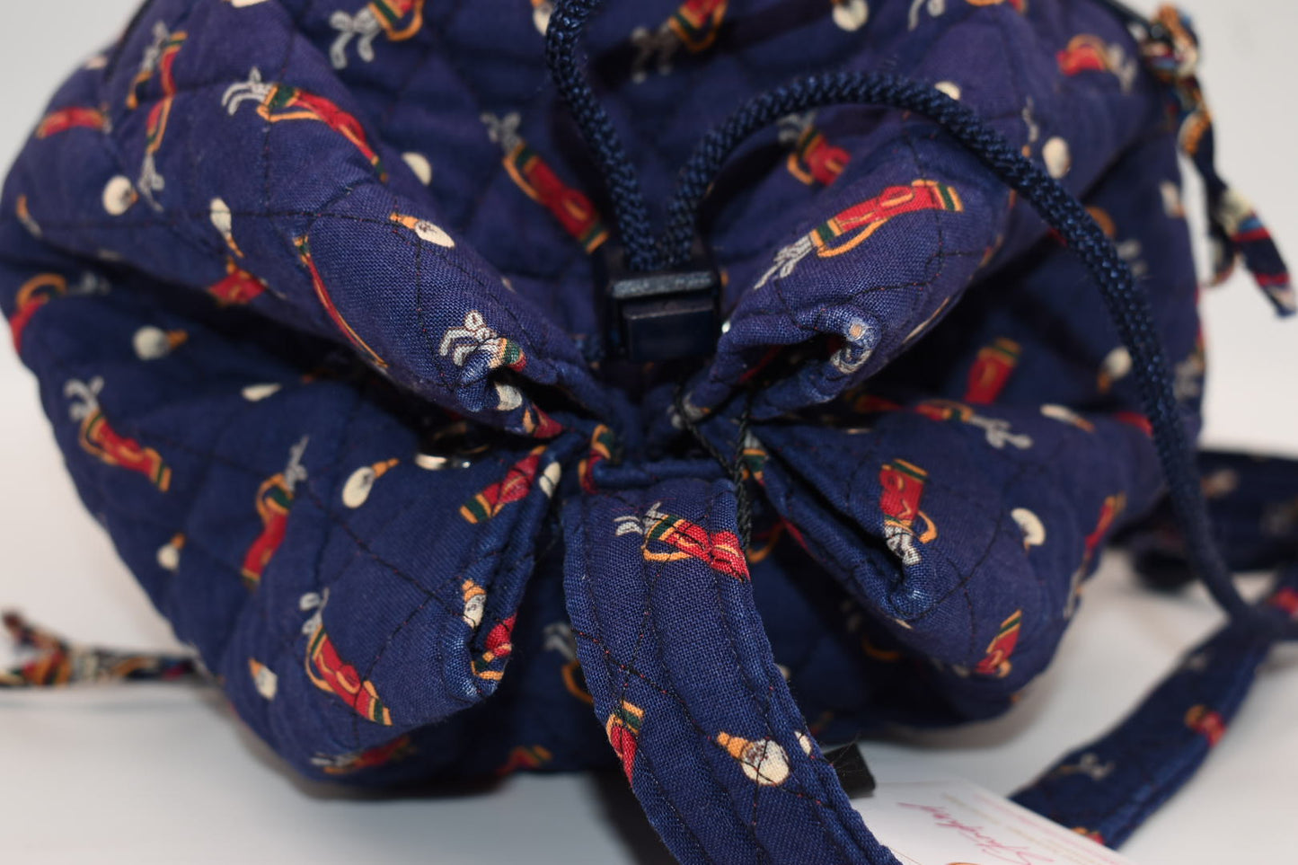 Vintage Vera Bradley Drawstring Sling Bag in "Golf Navy - 1995" Pattern