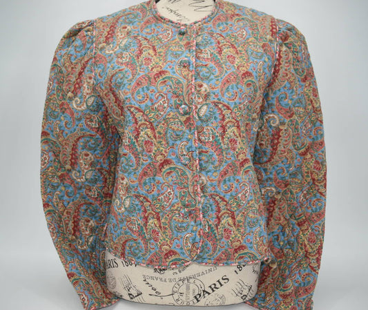 Vintage Vera Bradley Large Cropped Jacket in "Sky Blue Paisley -1987" Pattern