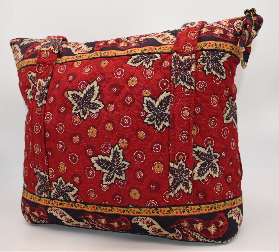 Vintage Vera Bradley Villager Tote Bag in "Red Coin -1999" Pattern