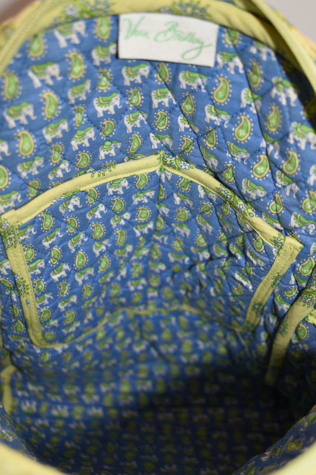Vera Bradley Small Quilted Cotton Backpack in "Citrus Elephant" Pattern