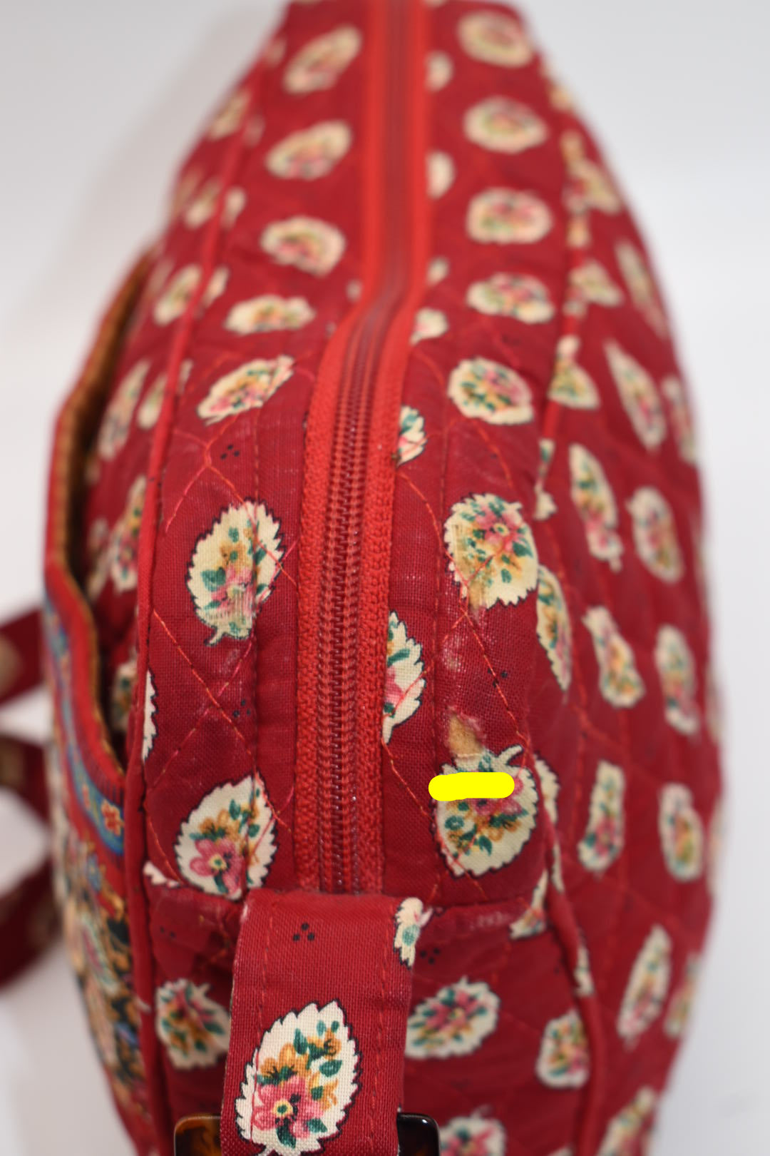 Vintage Vera Bradley East West Crossbody Bag in "Red Leaf - 1997" Pattern