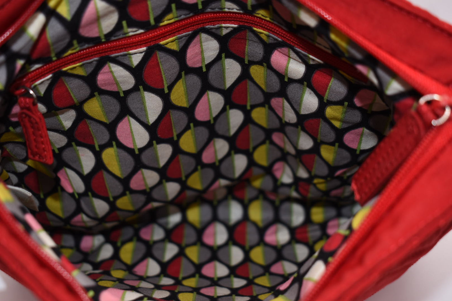 Vera Bradley Microfiber Triple Zip Hipster Crossbody Bag in "Tango Red"