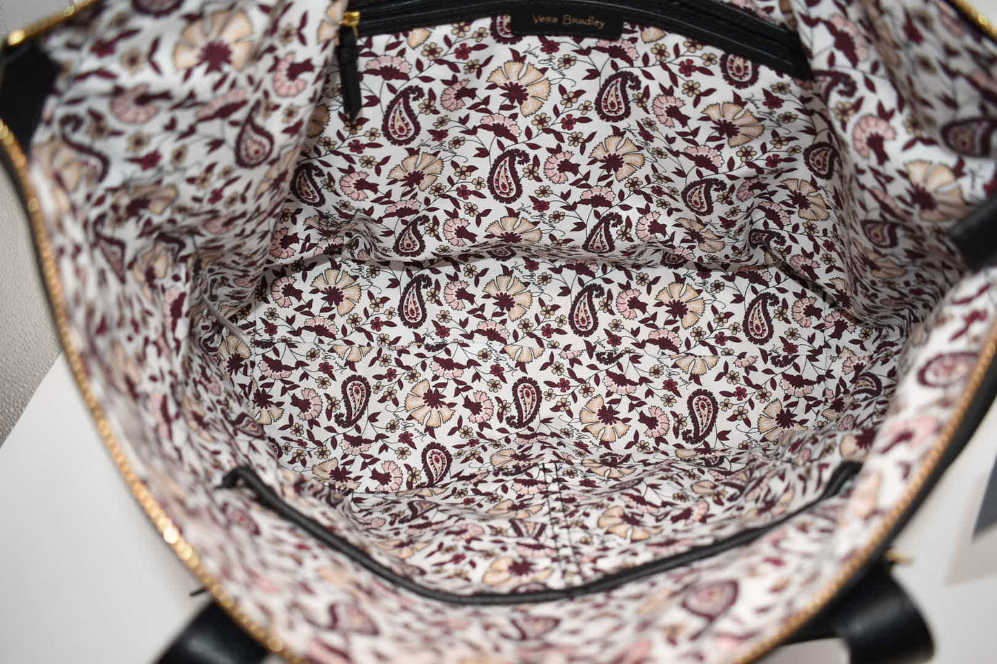 Vera Bradley Large Leather Charlie Tote Bag in Black
