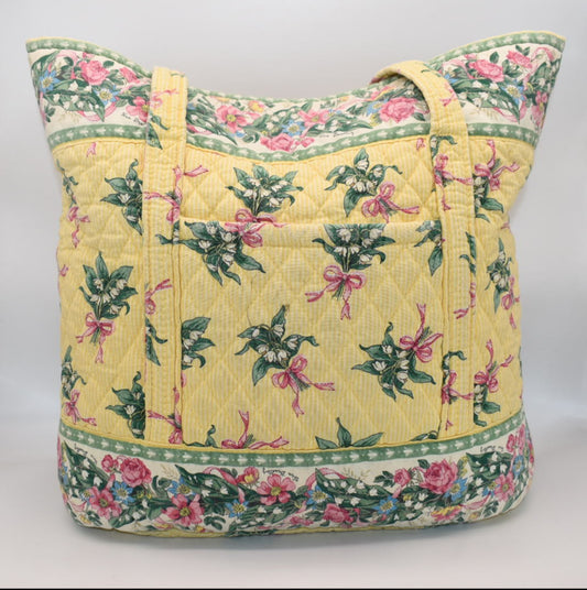 Vera Bradley Large Vera Tote Bag in "Hope - Yellow 2002" Pattern