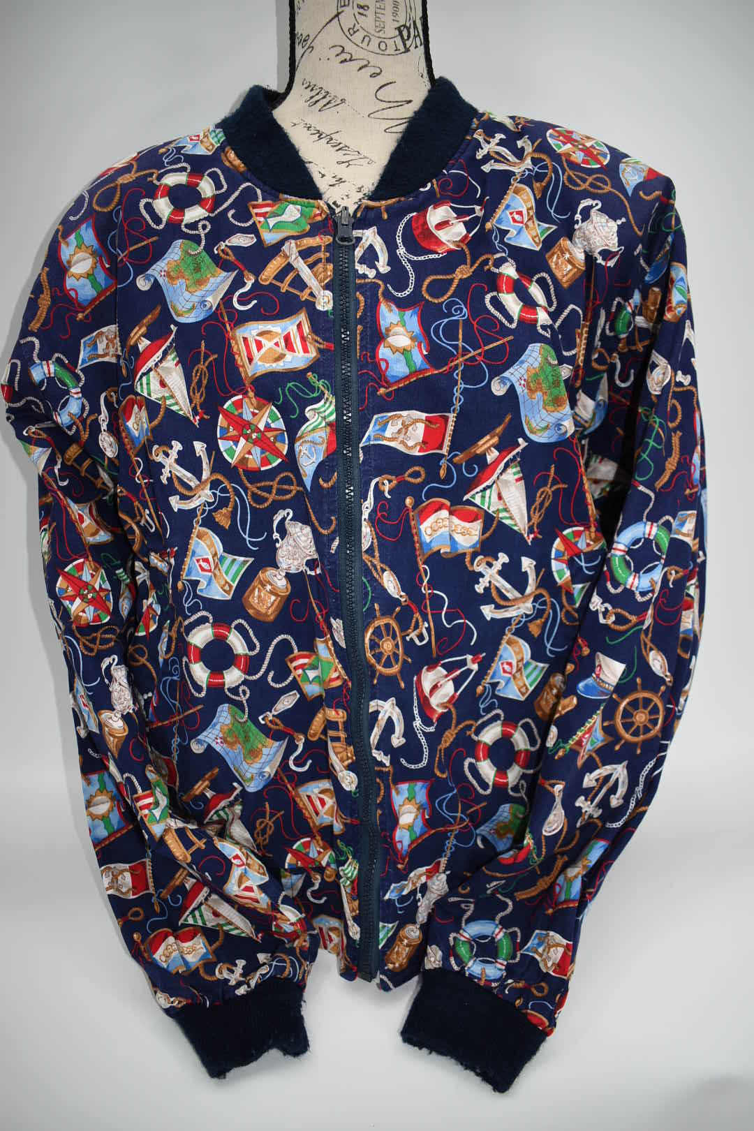 Vintage Vera Bradley Medium Reversible Zip Sports Jacket in "Regatta - 1994" Pattern