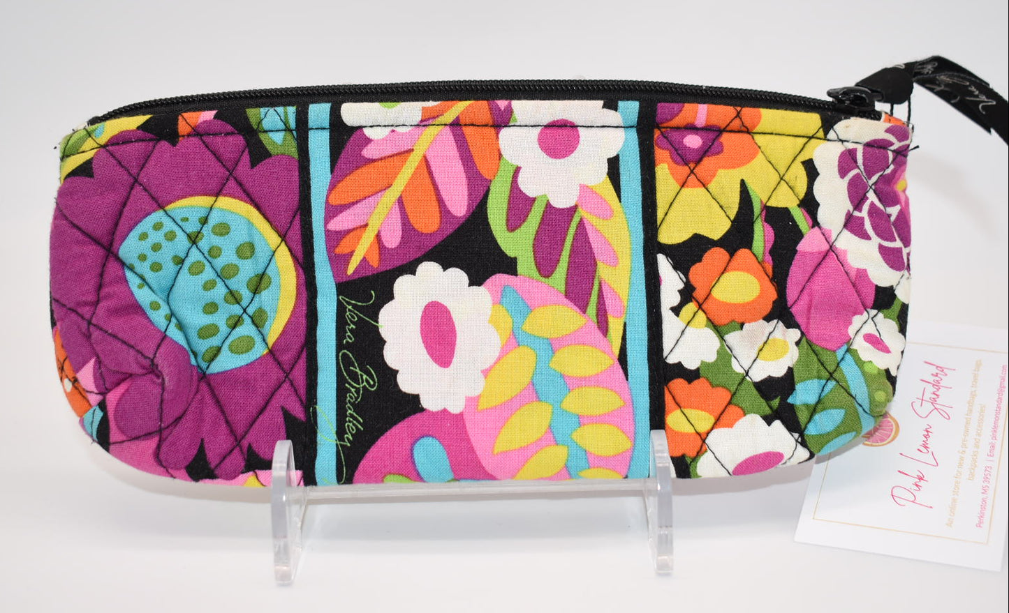 Vera Bradley Brush & Pencil Cosmetic Zip Pouch in "Va Va Bloom" Pattern