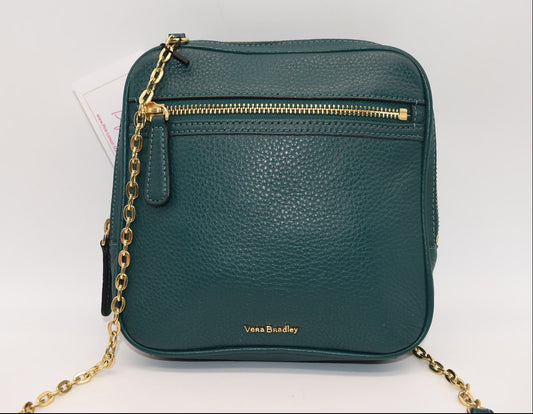 Vera Bradley Elena Leather Crossbody Bag in "Forest  Green"