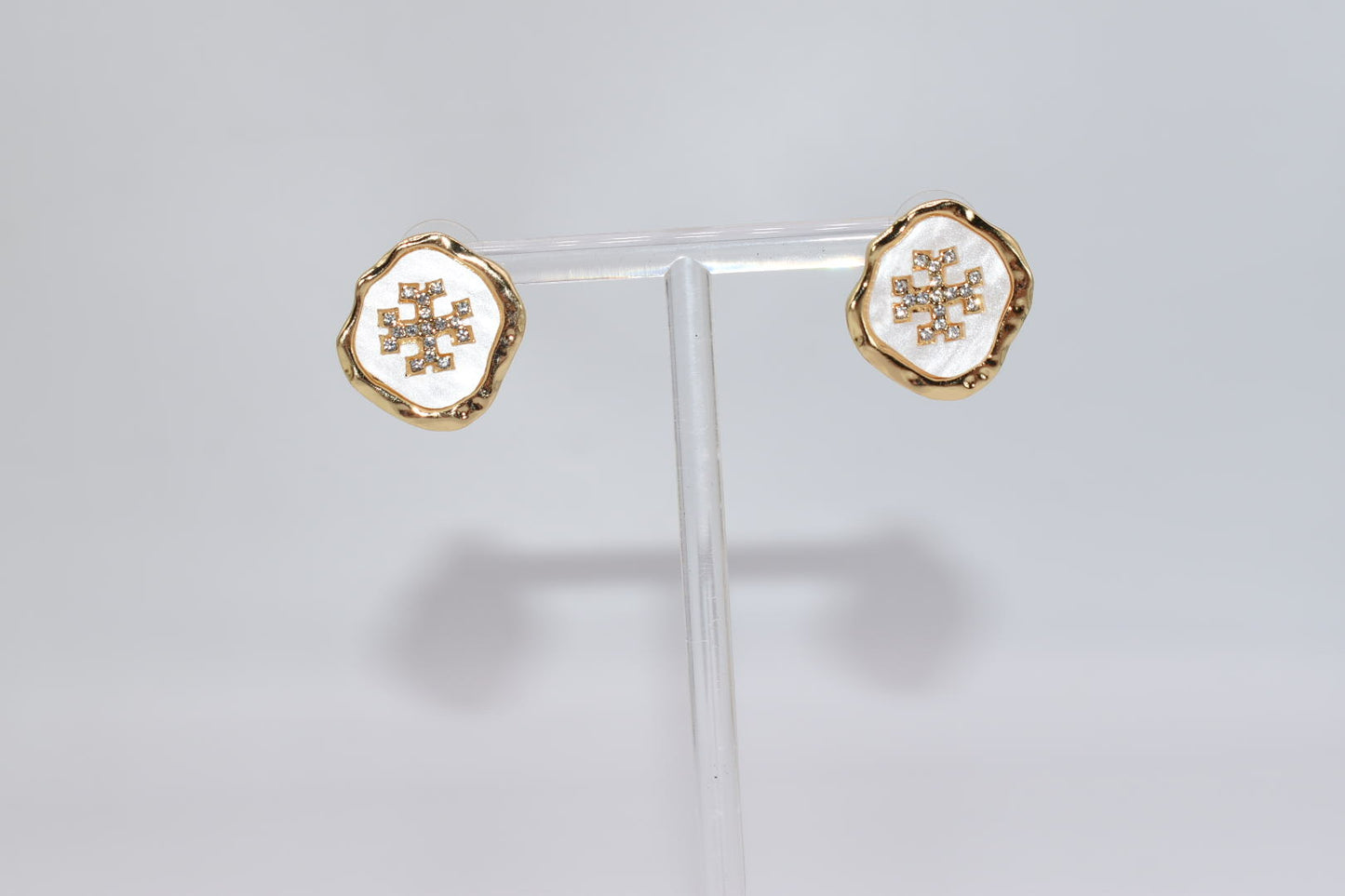 Statement Earrings: Simply Sophisticated White & Gold Stud Earrings