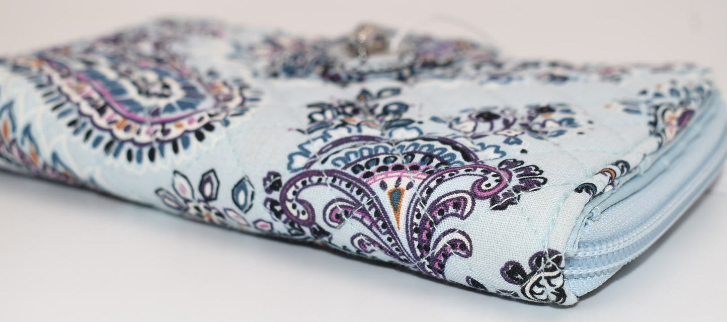 Vera Bradley RFID Turnlock Wallet in "Soft Sky Paisley" Pattern