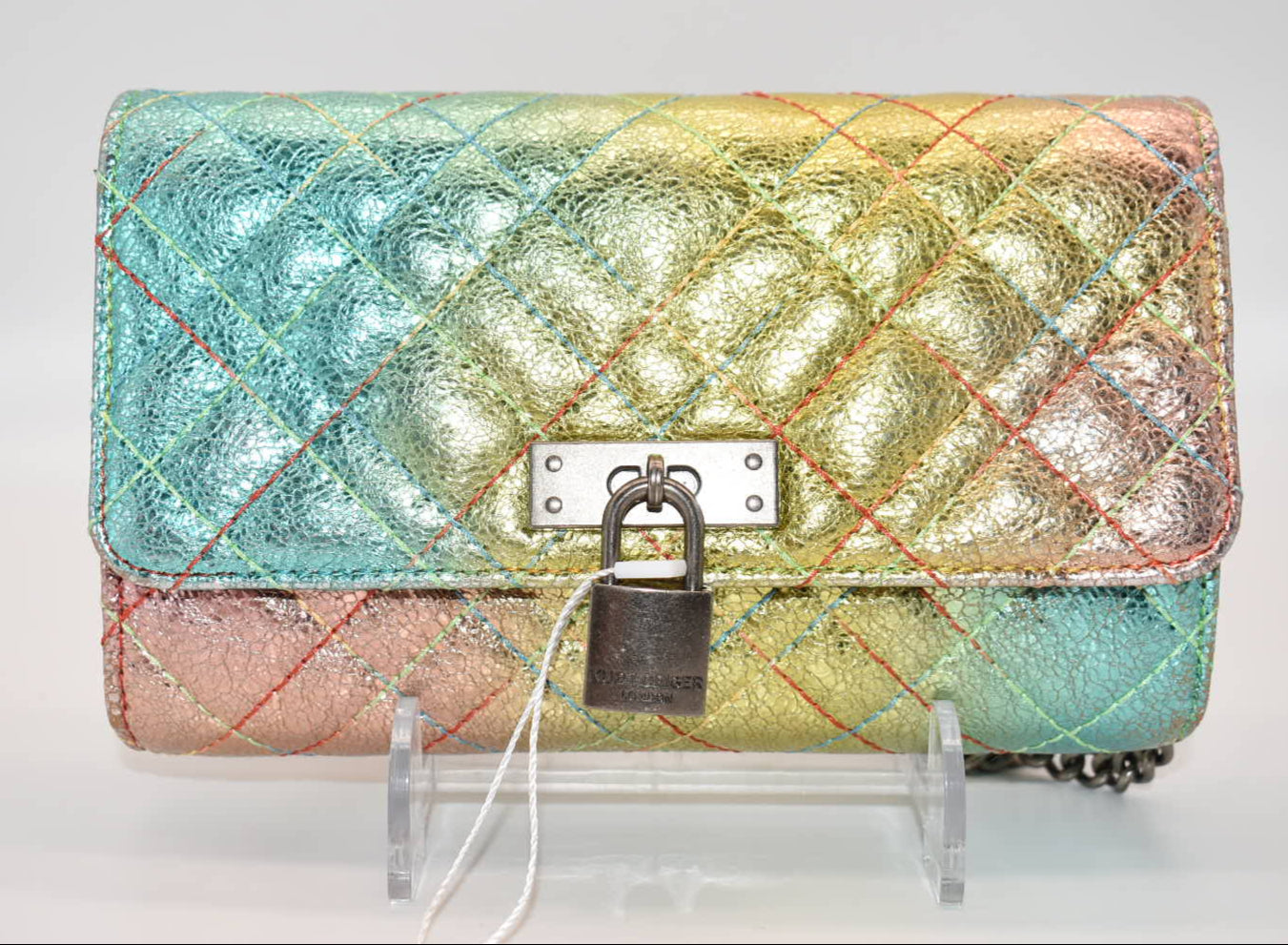 Kurt Geiger Brixton Metallic Rainbow Wallet on a Chain