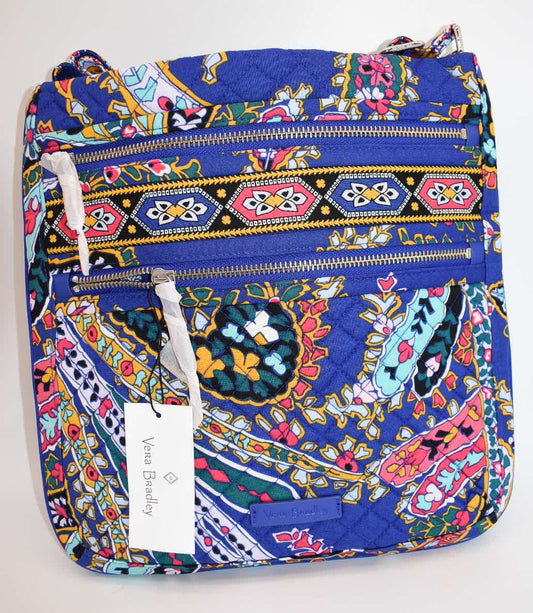 Vera Bradley Iconic Triple Zip Hipster Crossbody Bag in "Romantic Paisley" Pattern