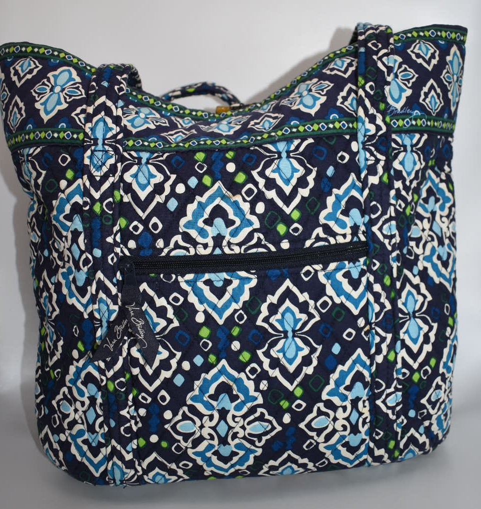 Vera Bradley Large Vera Tote Bag in "Ink Blue" Pattern