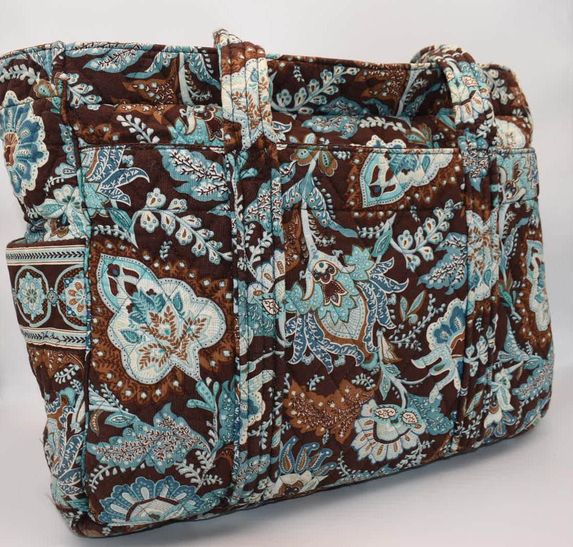 Vera Bradley Travel Zip Tote Bag in "Java Blue" Pattern