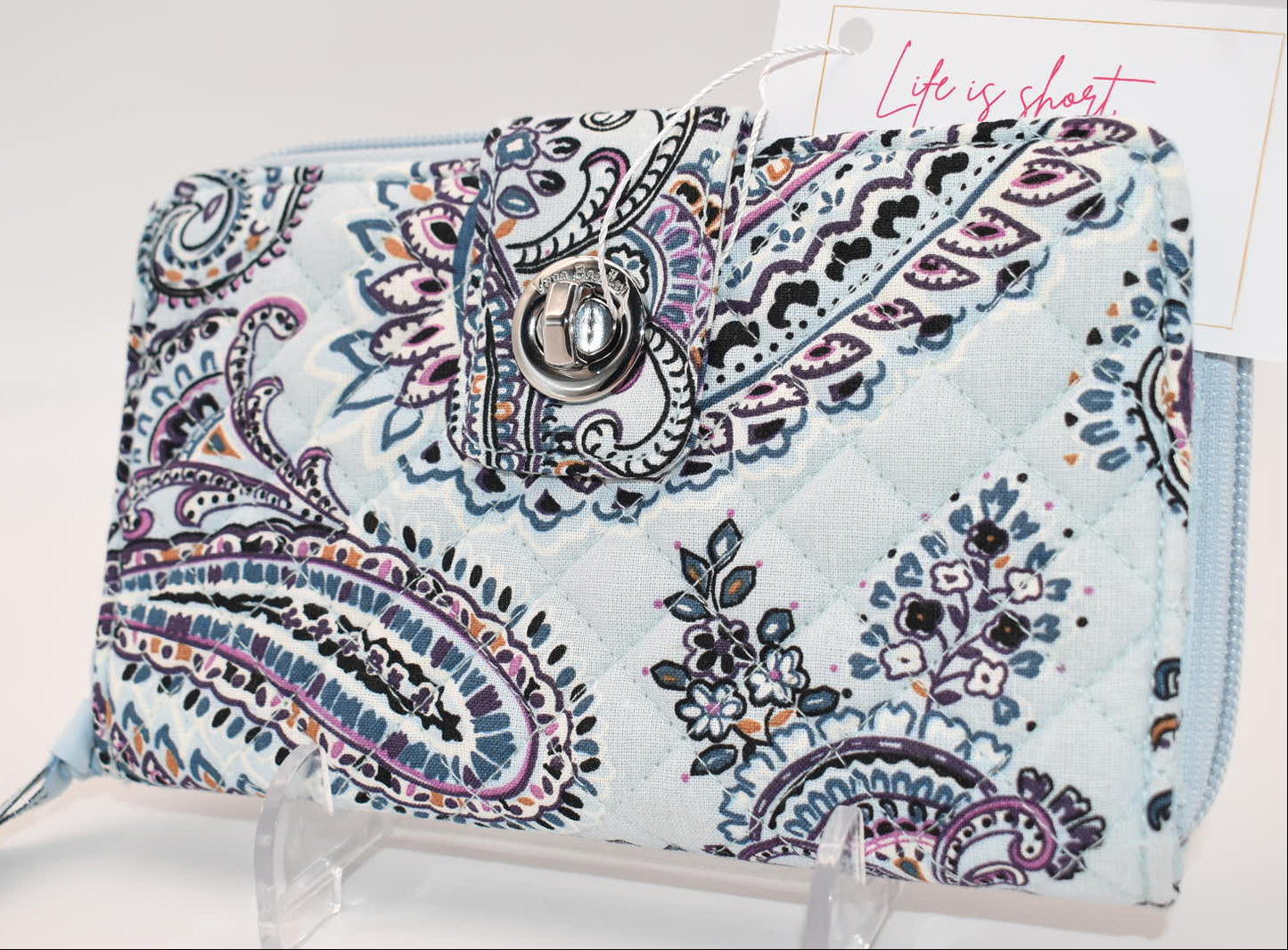Vera Bradley RFID Turnlock Wallet in "Soft Sky Paisley" Pattern