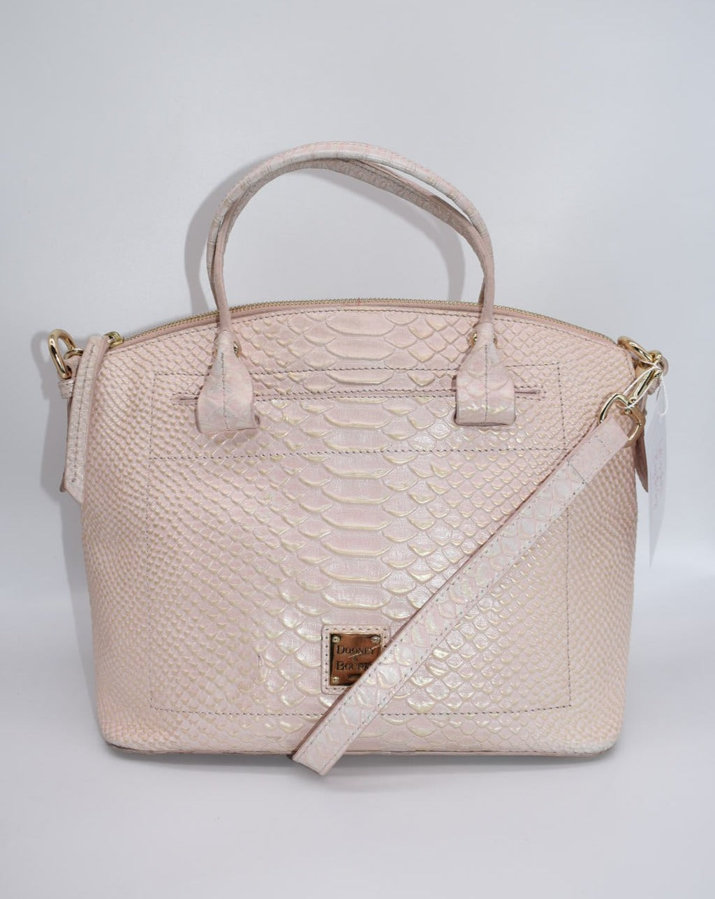 Dooney & Bourke Pink Pearl Croc Domed Satchel Bag