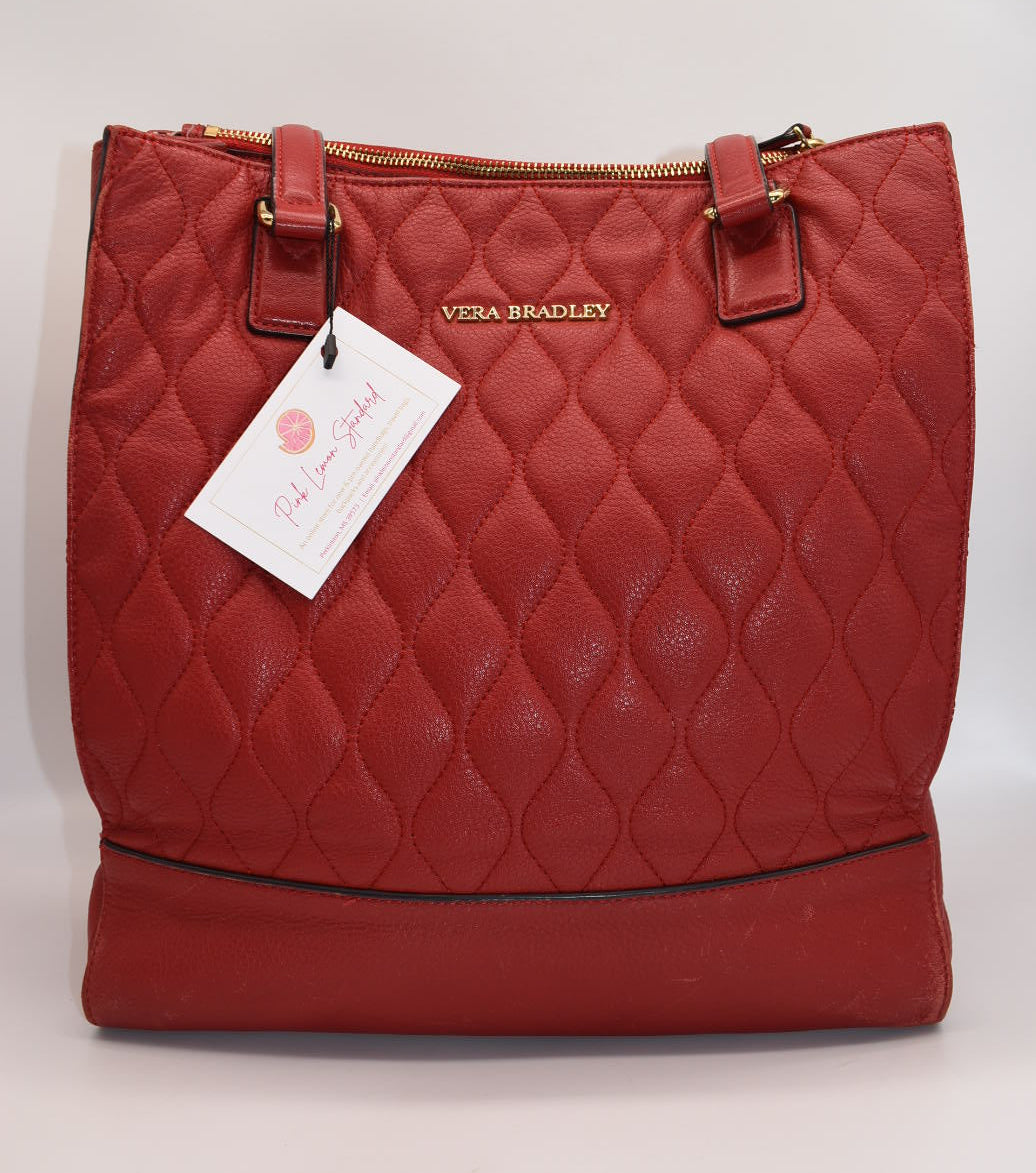 Vera Bradley Quilted Leather Nora Tote Bag in "Ella Tango"