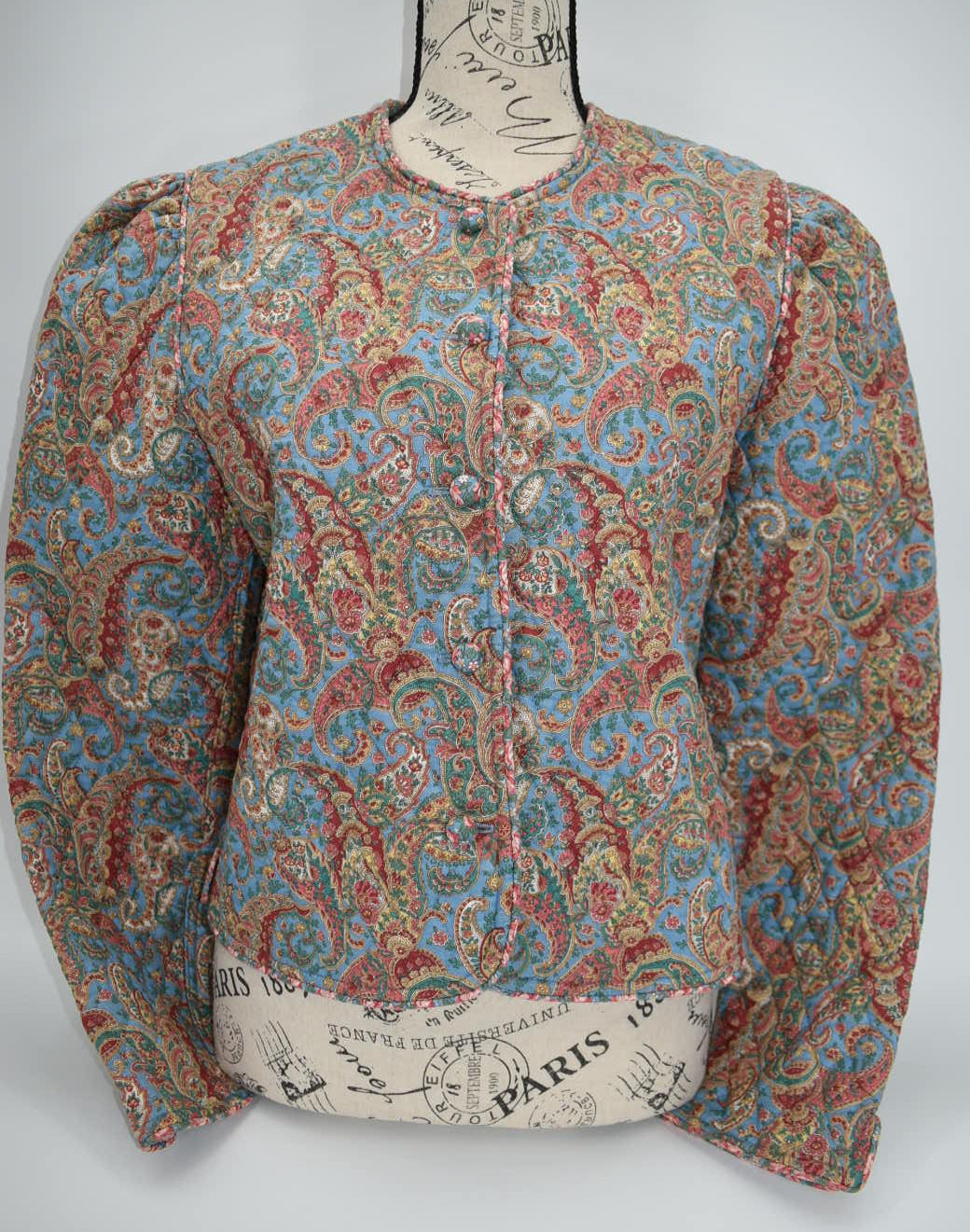 Vintage Vera Bradley Large Cropped Jacket in "Sky Blue Paisley -1987" Pattern