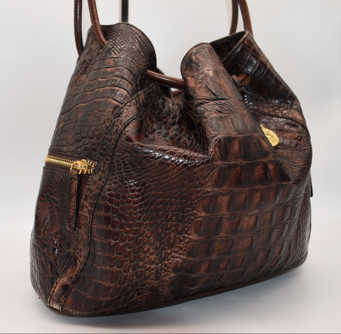 Vintage Brahmin Leather Shoulder Bucket Bag