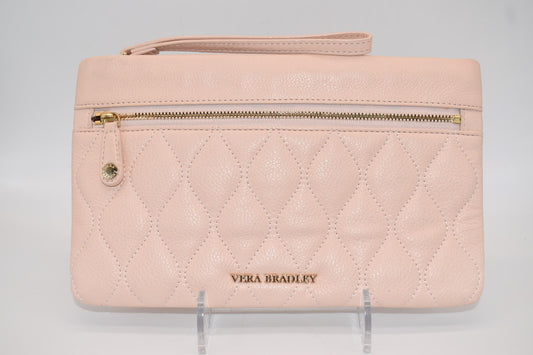 Vera Bradley Quilted Leather Mia Wristlet in Blush