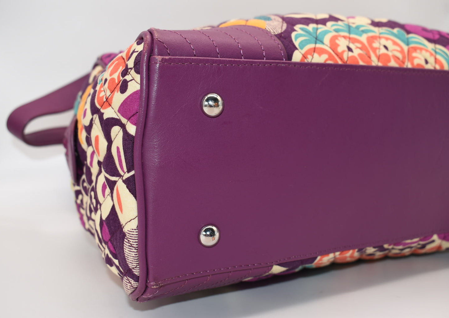 Vera Bradley Trimmed Caroline Satchel Bag in "Plum Crazy" Pattern