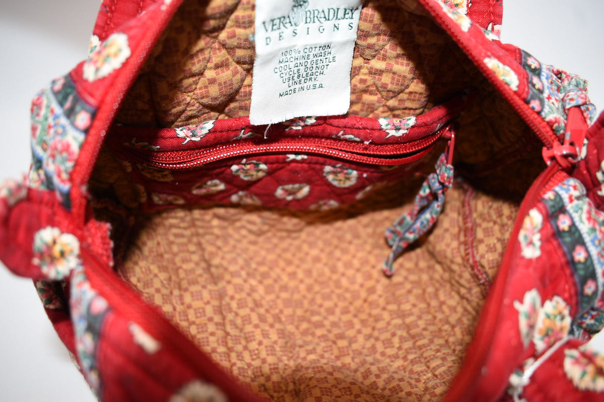 Vintage Vera Bradley Small Satchel Bag in "Red Leaf -1997" Pattern
