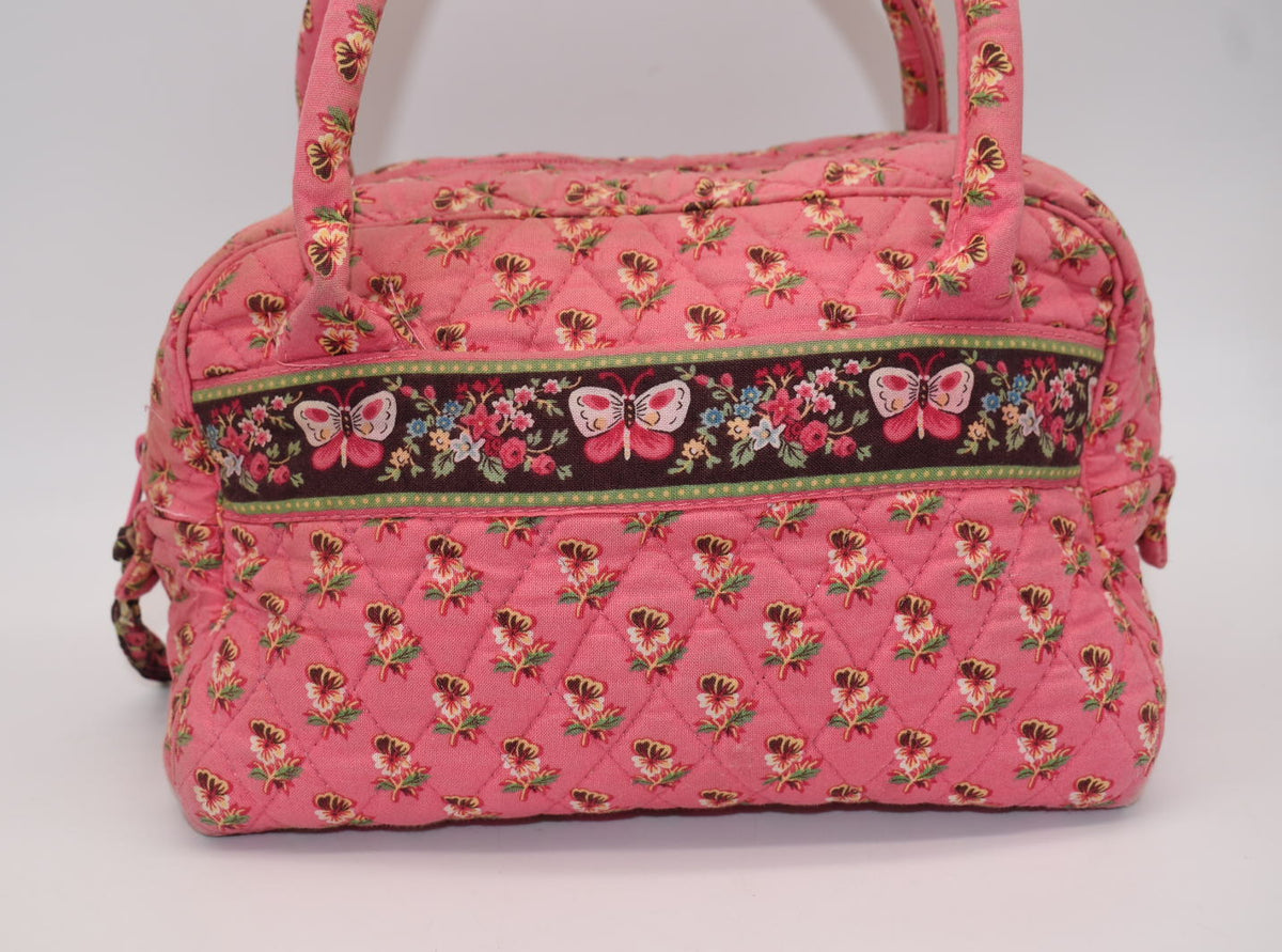 Vera Bradley Small Bowler Satchel Bag in "Pink Pansy" Pattern
