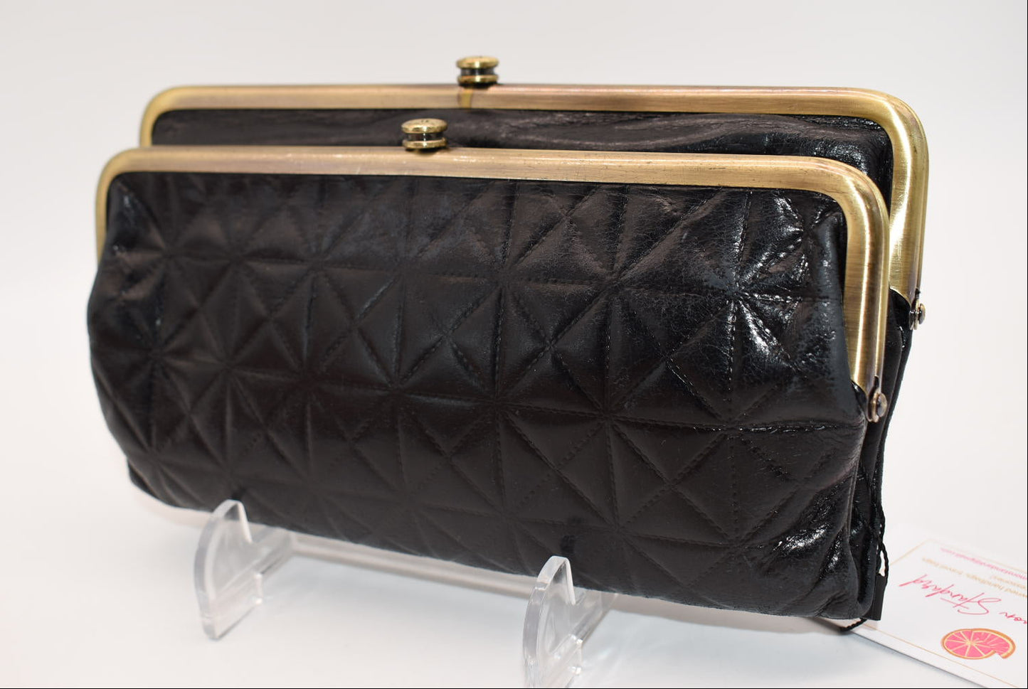 HOBO INTL Lauren Clutch Wallet in Black Embossed Leather