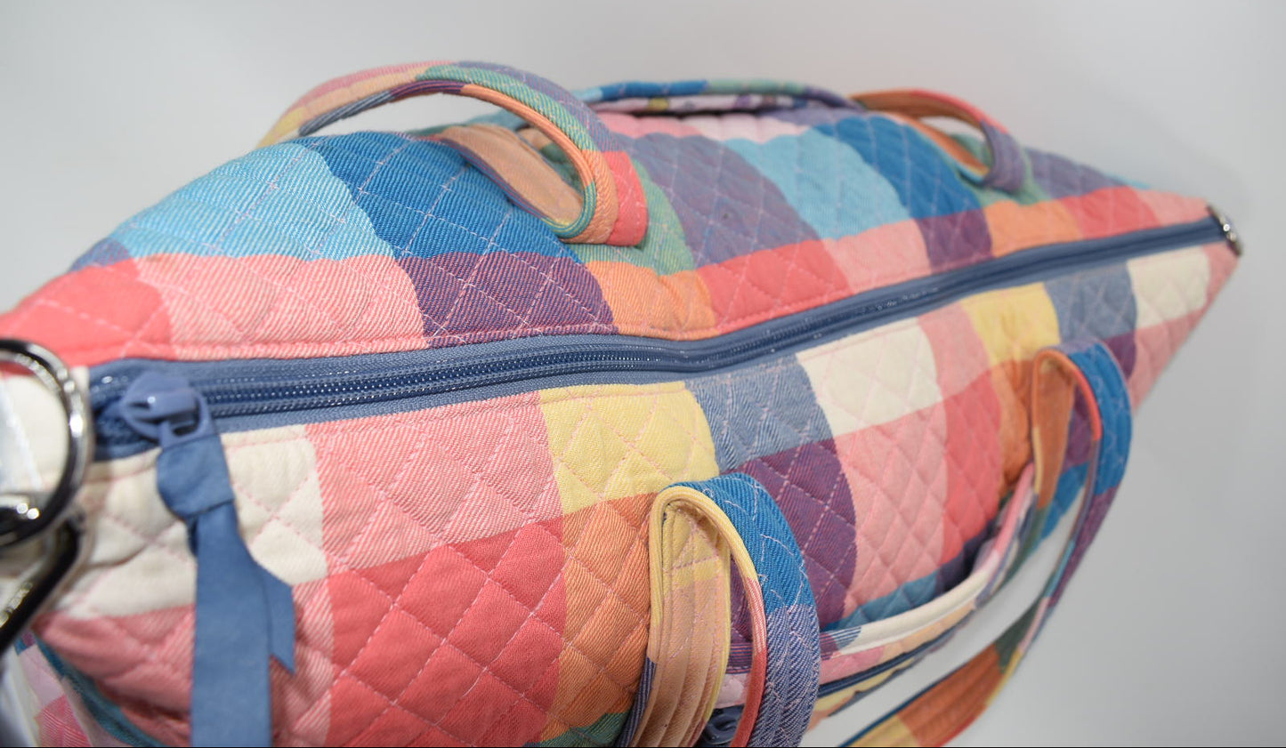 Vera Bradley Deluxe Travel Tote Bag in "Tropical Plaid" Pattern
