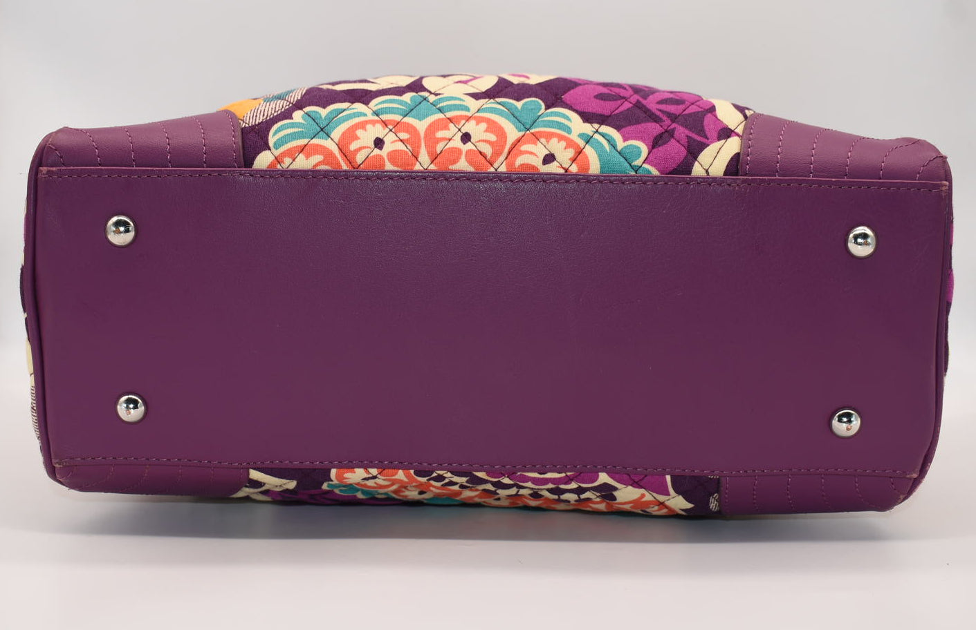 Vera Bradley Trimmed Caroline Satchel Bag in "Plum Crazy" Pattern