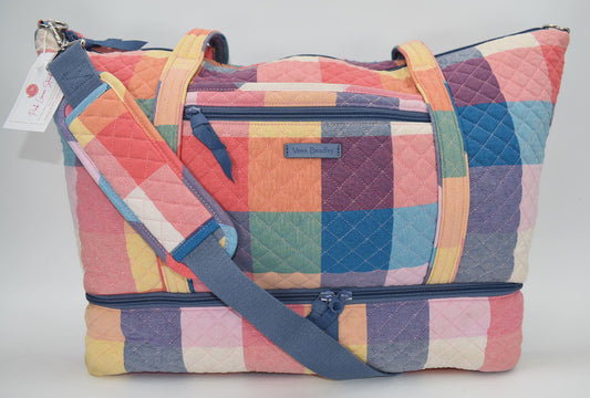 Vera Bradley Deluxe Travel Tote Bag in "Tropical Plaid" Pattern