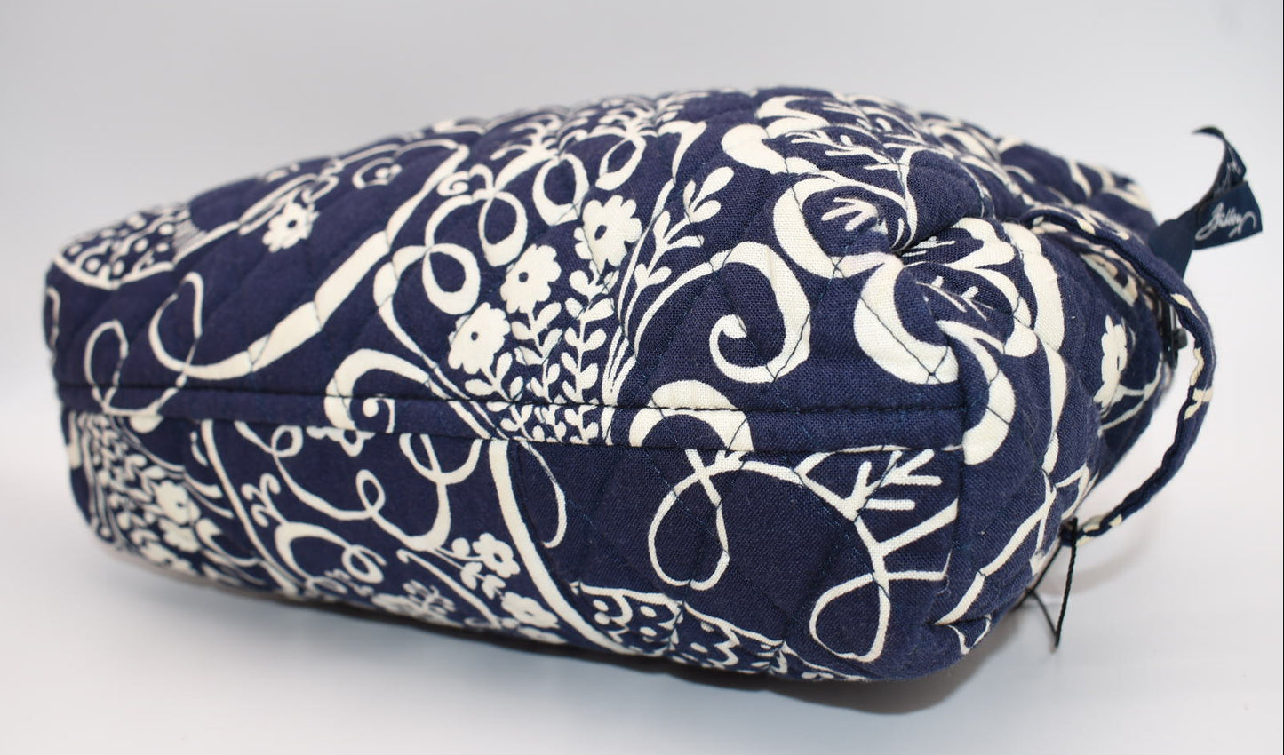 Vera Bradley Large Cosmetic Travel Bag in "Twirly Birds - Navy" Pattern