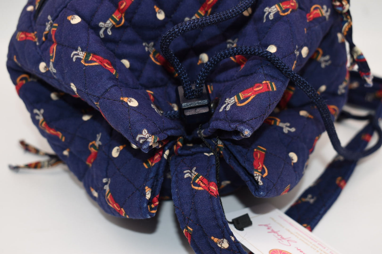 Vintage Vera Bradley Drawstring Sling Bag in "Golf Navy - 1995" Pattern