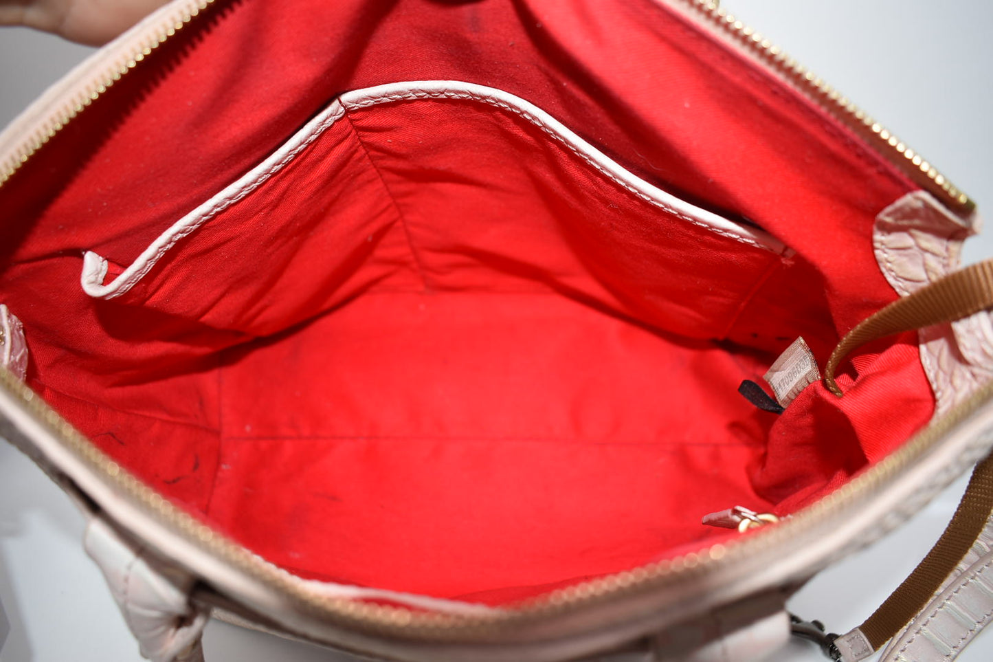 Dooney & Bourke Pink Pearl Croc Domed Satchel Bag