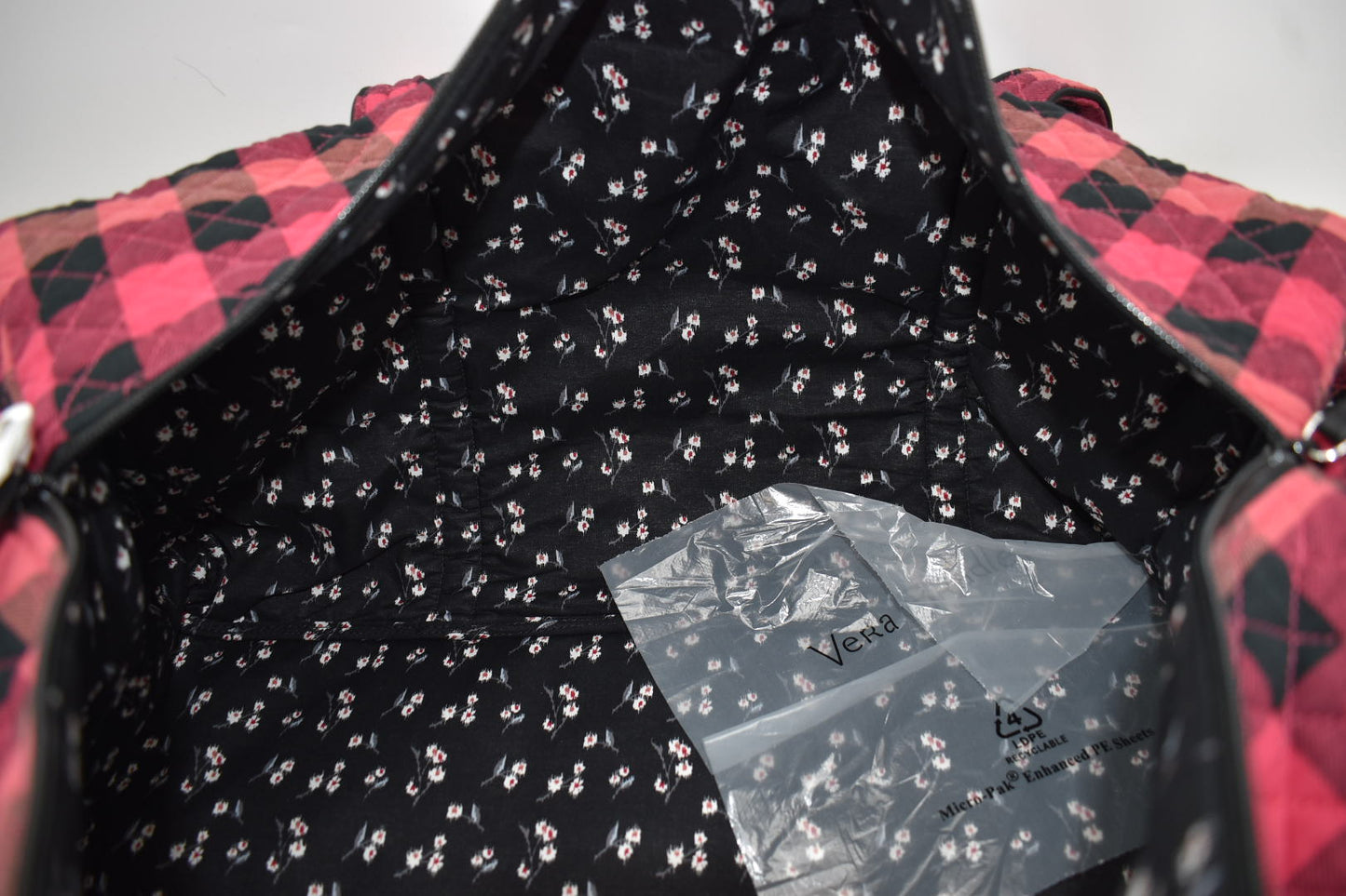 Vera Bradley Large Traveler Duffel Bag in "Garnet Buffalo Check" Pattern