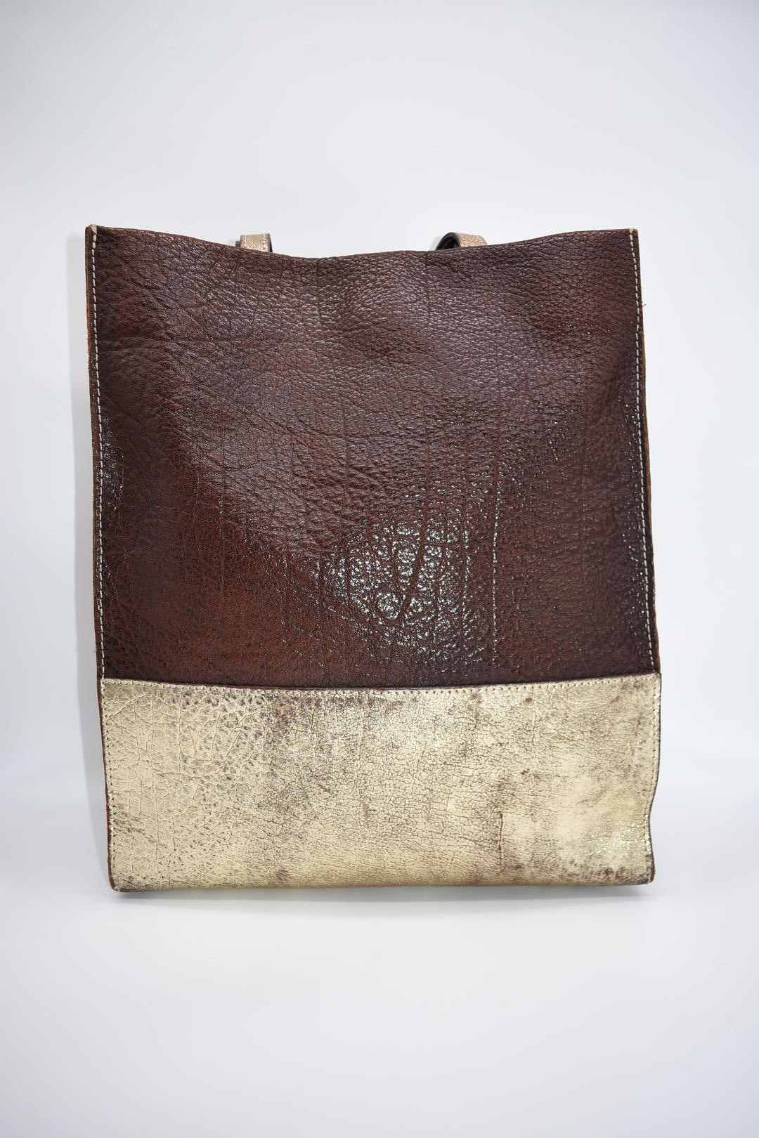 Patricia Nash Leather Shoulder Tote Bag in Distressed Bronze & Bronze