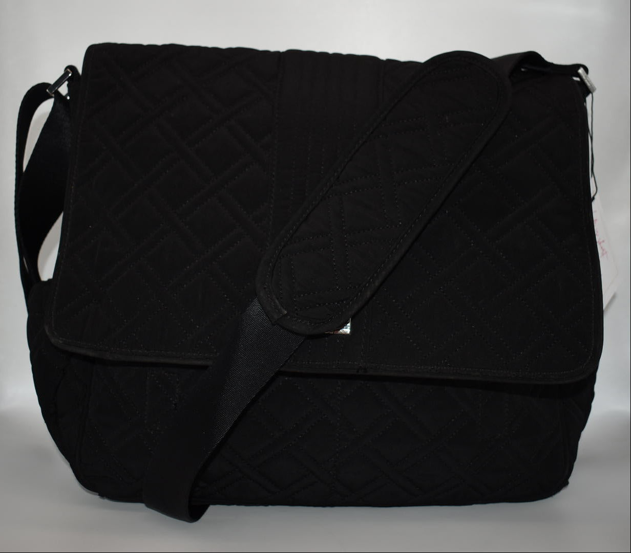 Vera Bradley Microfiber Messenger Baby Bag Bag in Black
