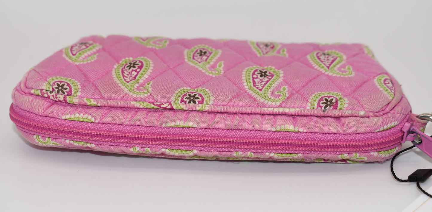 Vera Bradley Zip Top Wristlet Bag in "Bermuda Pink" Pattern