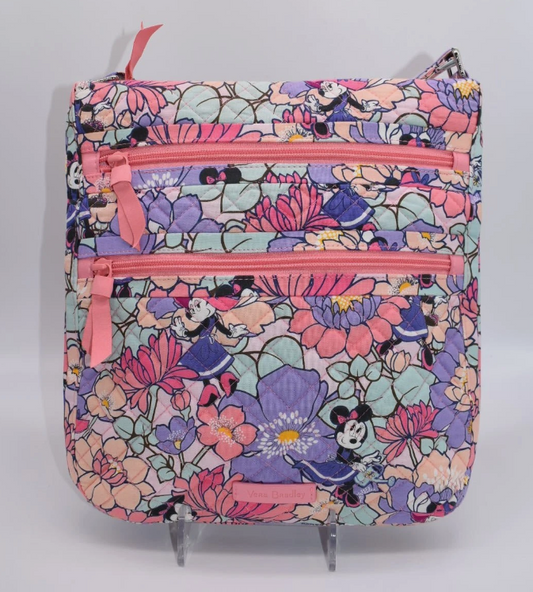 Vera Bradley Triple Zip Hipster Crossbody Bag in "Minnie's Garden Party" Pattern