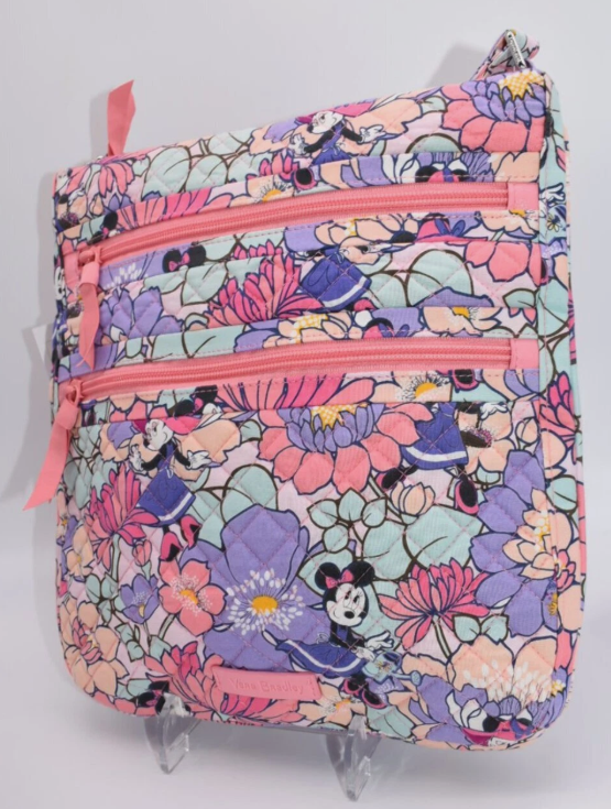 Vera Bradley Triple Zip Hipster Crossbody Bag in "Minnie's Garden Party" Pattern