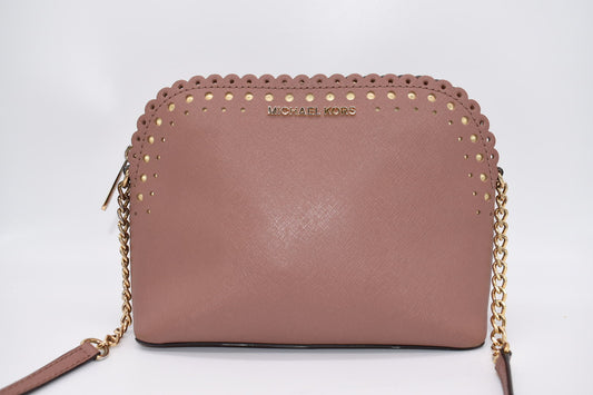Michael Kors Cindy Saffiano Dome Crossbody Bag in Dusty Pink